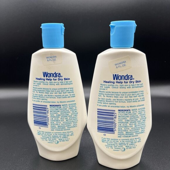 Vintage 80s Wondra Skin Lotion Discontinued Procter & Gamble Lot of 2 USA 12 Oz - Picture 3 of 7